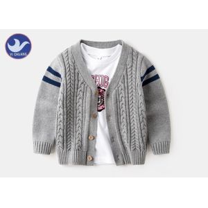 Quality Preteens Boys Cable Knit Cardigan Striped Long Sleeves Buttons Closure for sale