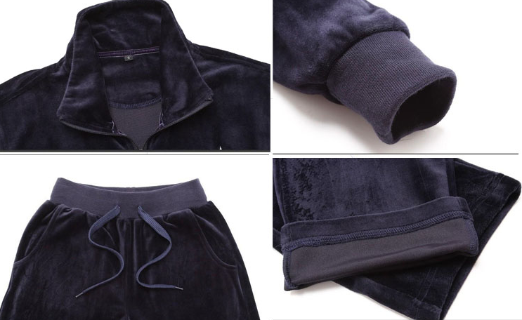 Softer Velour Mens Velvet Tracksuit Set Custom Plain Sportswear Breathable