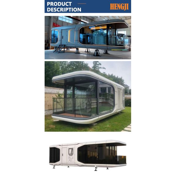 Hotel Accommodation 38 M2 Model E7 Solar Capsule House With Luxury Apple Cabin Design