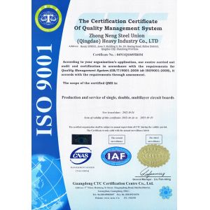 Zhong Neng Steel Union(Qingdao)Heavy Industry Co.,Ltd Certifications