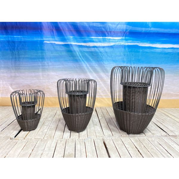 Floor Rattan Cover Flower Pot with Zinc Basin Inside and Advanced Technology