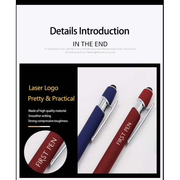 Classical Touchscreen Metal Press Ballpoint Pen Click Stylus Tip Aluminium Ball Pen