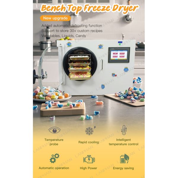 2-3kg/Batch Fruit Vegetable Milk Juice Coffee Dryer Machine Freeze Dryer For Home