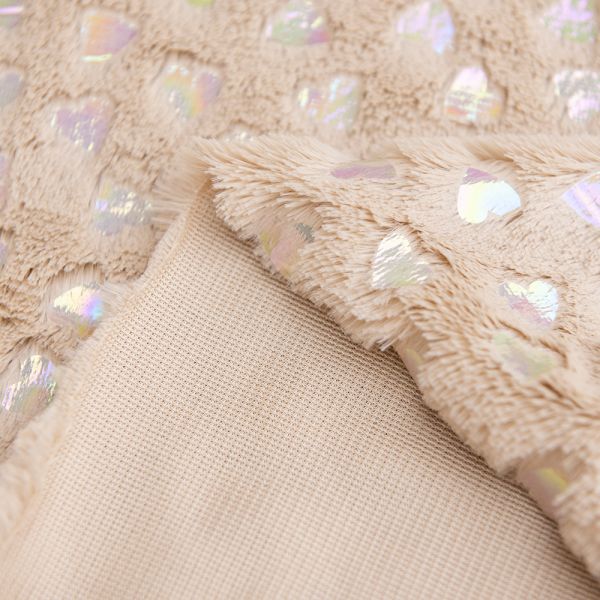 100% Polyester Plaid Style Bronzing Silver PV Plush Faux Fur Fabric for Home Textile