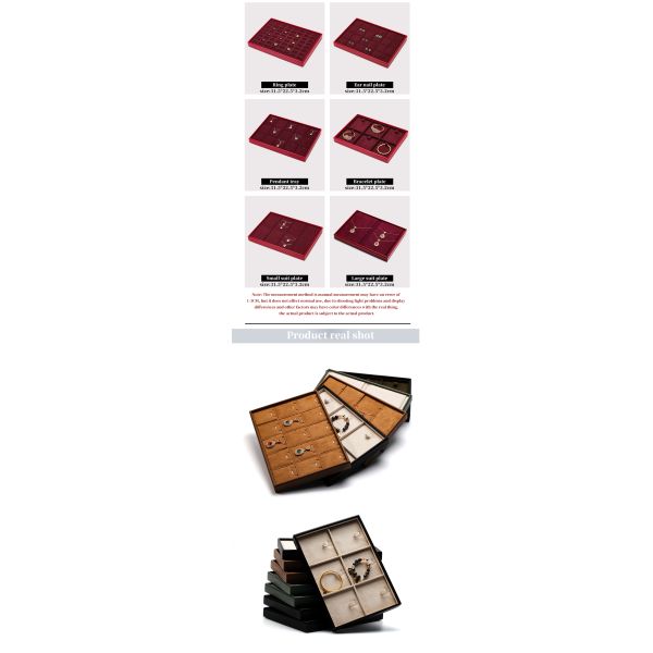 Large Capacity Practical PU Leather Jewelry Exhibition Props Luxury Display Tray