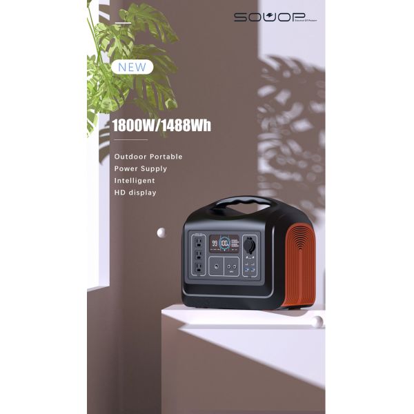 EU 1800W Outdoor Solar Portable Power Station For Camping With Panel