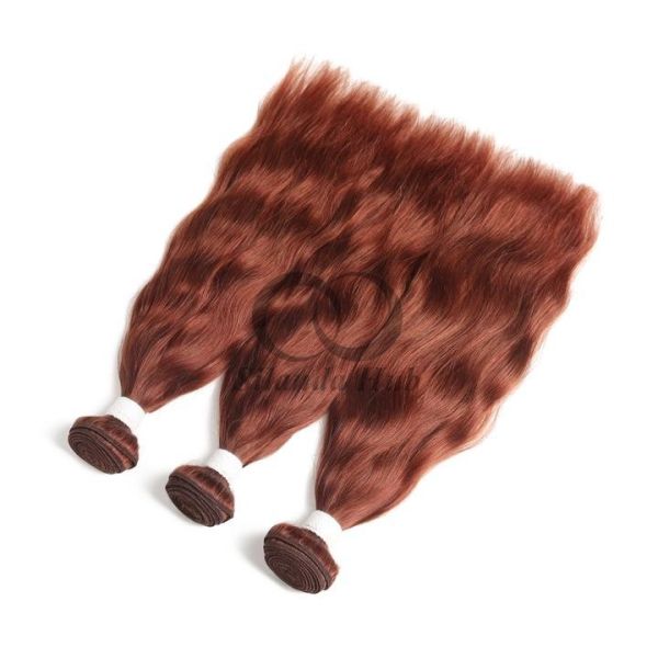 #33 Dark Auburn Natural Wave Remy Human Hair Bundles Sew In Weave Bundles Brazilian Bundle Deals