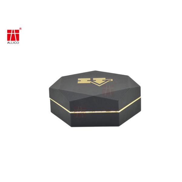 Gold Stamping Wedding Ring Presentation Box , 88g Hexagon Cardboard Box