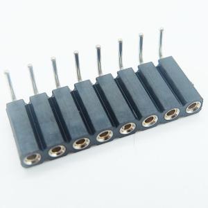 Quality 8p 2.54mm board to board connector single row machined female header h=7.0mm round pin right angel through hole for led for sale