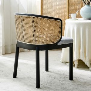 Hotel Restaurant Upholstered Wooden Chair Rattan Back 55*53*77