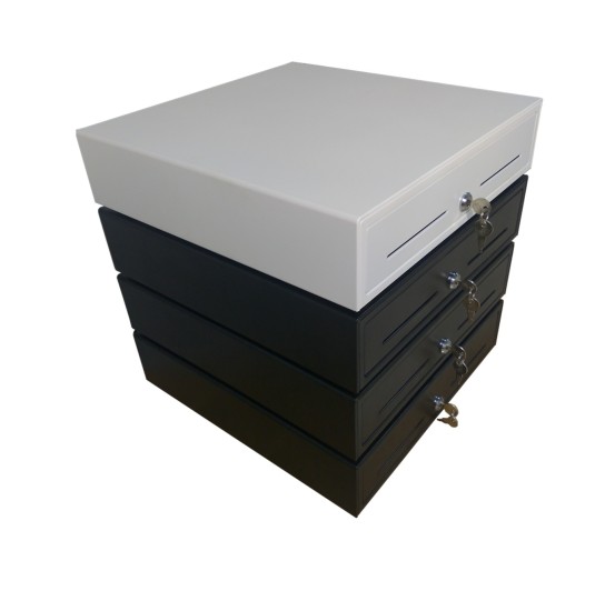 12V RJ12 410mm Black Plastic Insert Stainless Panel POS Economical Cash Drawer With Micro Sensor