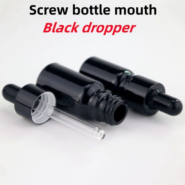 Wholesale Cheap 10ml 20ml 30ml 50ml Black Glass Dropper Bottle Bottle Essential Oil Glass Bottle Childproof Screw Cap Cosmetic Package