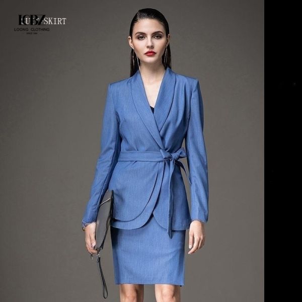 2021 Formal Women Uniform Long Sleeve Women's Suits Customized Ladies Office Slim Suit Set