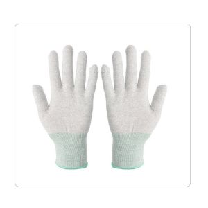Quality Electronic Industry Grey Carbon Fiber Knit PU Gloves for sale