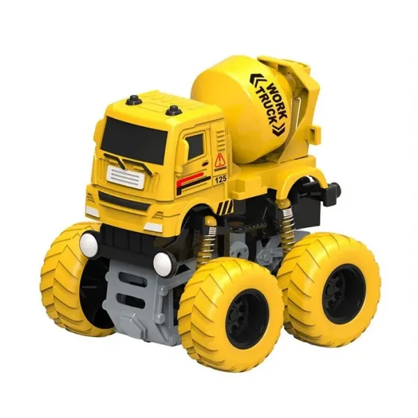 Plastic Pull Back Friction Powered Construction Engineering Vehicle Dump Crane Mixer Truck Kids Toy Car 12 Piece Display Box