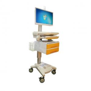 Quality Hospital Laptop Computer Workstation Trolley With Electrically Adjustable Height for sale