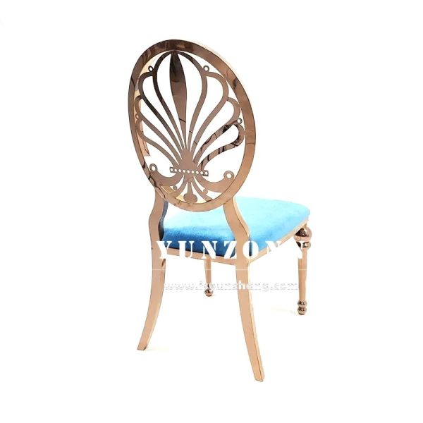 Banquet Metal Chair Event Party Rental Gold Flower Back Stainless Steel Hotel Wedding Chair