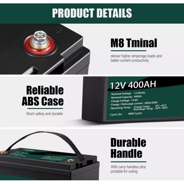 ASGOFT Solar Energy Lifepo4 12V Lithium Battery Pack 400ah Pack For RV Golf Carts