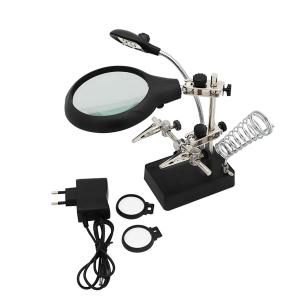 Quality TOKTOS Magnifying Glass For Workbench With LED Light 3.5X-12X Lens Auxiliary Clip for sale