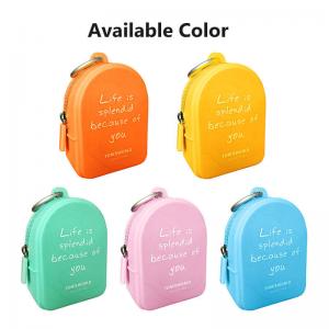 Quality Phenol Free Silicone Zero Wallet Waterproof Zippered Backpack Shape Small Item Storage Silicone Bag for sale