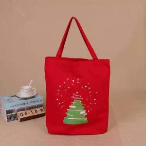 Quality 2021 hot selling  promotional customized Christmas  canvas  tote bag reusable Santa shopping bag handbag  gift for kids for sale