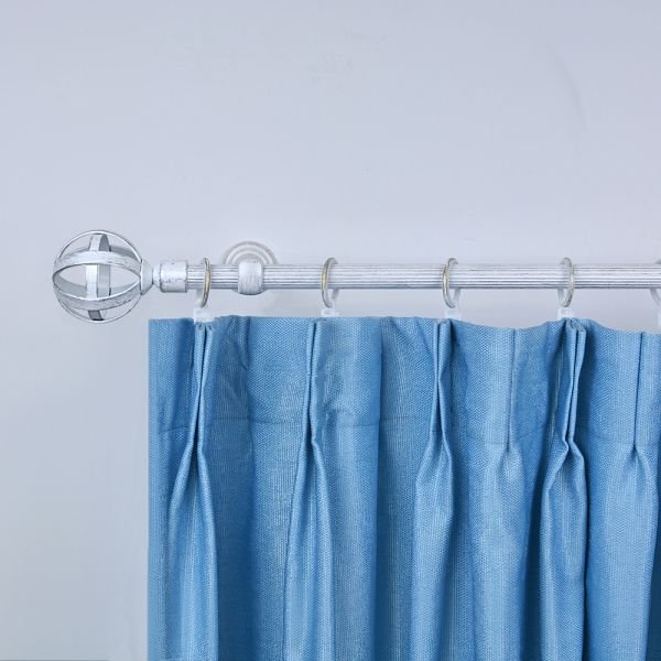 16/19MM 28-48" Linear Finial Office Decor White and Silver Curtain Rod Set Hardware Telescopic Single Rod PET Set