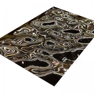 China Rose Gold PVD Coating Mirror Finish Middle Size Water Ripple Embossed Steel Plate on sale