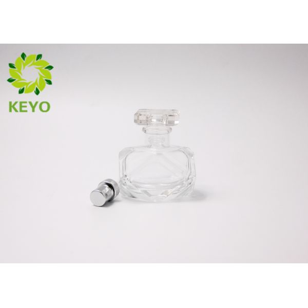 Hexagon Shape Glass Perfume Bottles 30ml With Silver Aluminum Sprayer