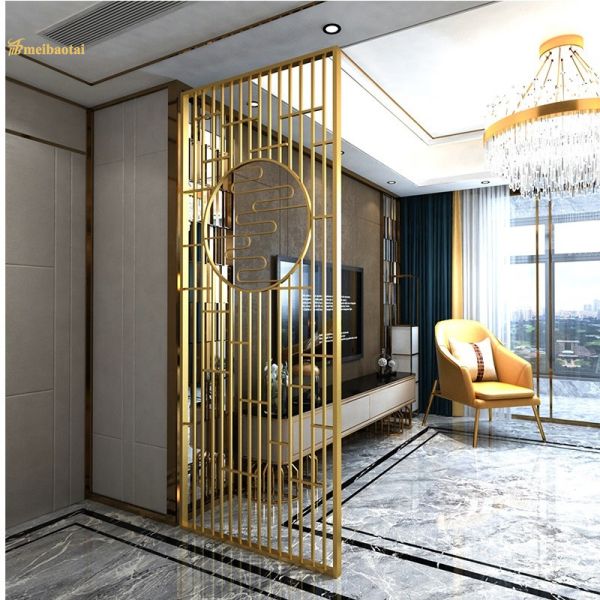 PVD Gold Coated Stainless Steel Room Partition GB Standard Size 1x2.5meter