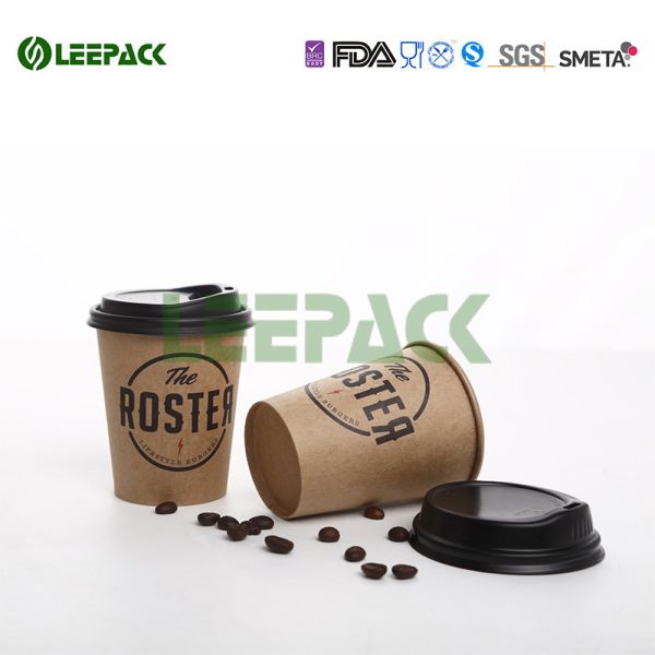 10 oz Eco Friendly Custom Disposable Kraft Coffee Paper Cups fully HD Printing Wholesale hot drink paper cup with lids