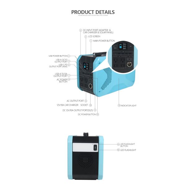 500Wh Power Supply 500 W Potable Power Station