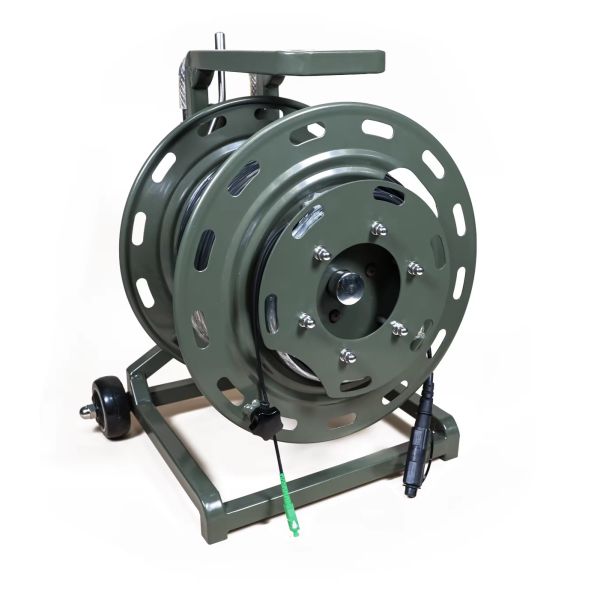 Portable Cable Reel With Optitap SC TPU Outdoor Armored Fiber Optic Cable