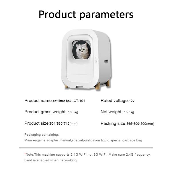 Self Cleaning Cat Litter Box With Hidden Drawer And Wifi Connectivity