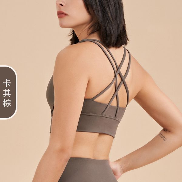 DOUBLE-SIDED BRUSHED CROSS BACK SPORTS UNDERWEAR SHOCK-PROOF PUSH-UP YOGA SPORTS BRA FITNESS VEST
