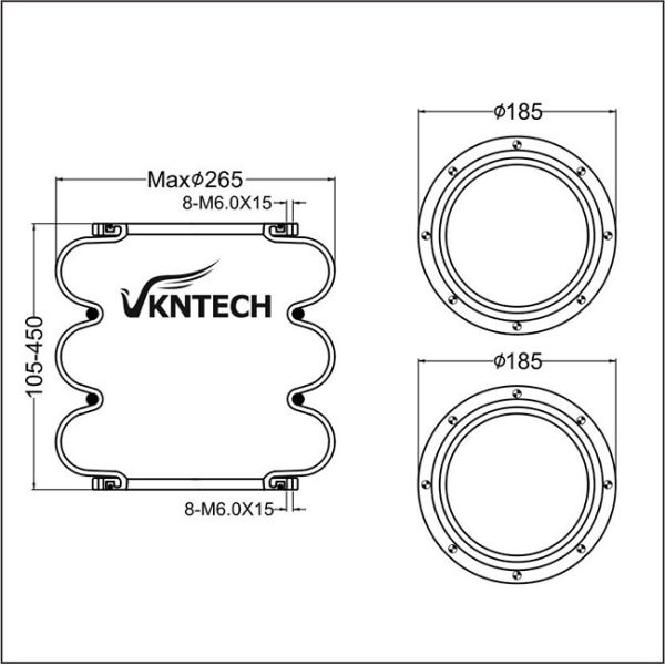 Triple Convoluted 3H2300 Air Suspenion Spring Air Bags Air Ballons