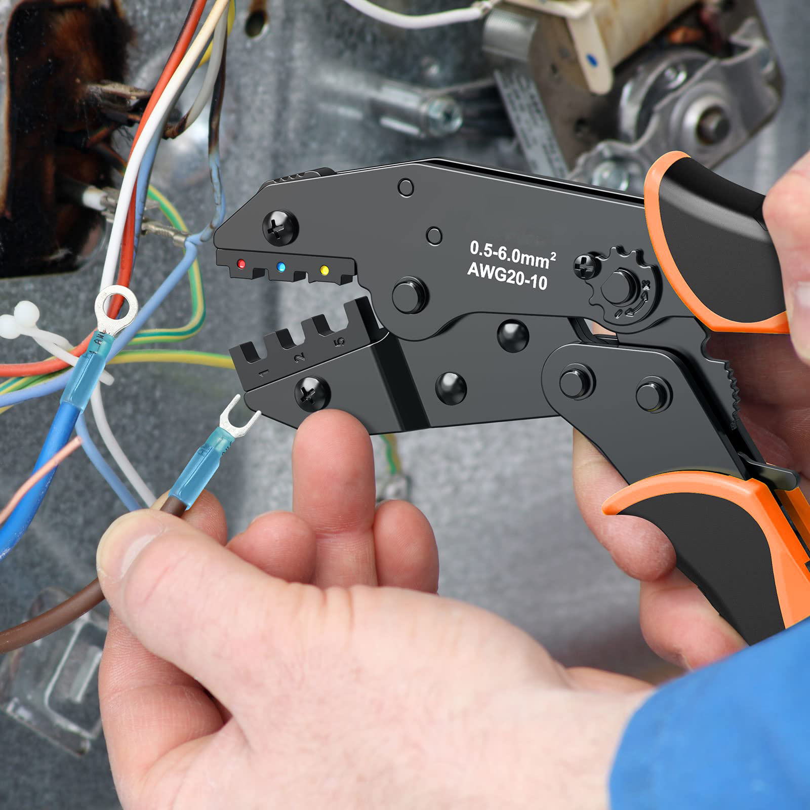 Practical Heat Shrink Terminal Crimper , Multifunctional Ratchet Crimping Pliers