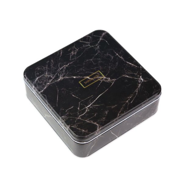 0.23mm Thick Square Metal Candy Tin CMYK Offset Printing Biscuit Tin Gift Box