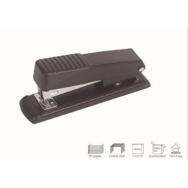 Office Basic Supplies With 20 Sheets Paper Capacity Black Metal Office Stapler For 24/6 26/6 Staples
