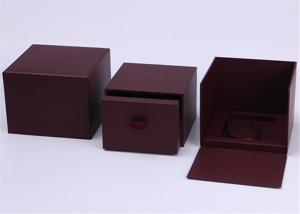 Quality Dark Red Paper Wooden Watch Box High End Rigid Hot Stamping / Printing Logol for sale