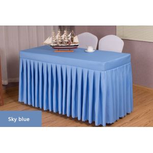 blue Washable 100% Polyester Restaurant Table Skirt
