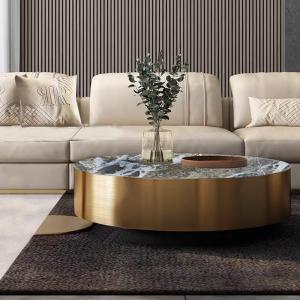 China Stainless Steel edge Ceramic Marble  Coffee Table on sale