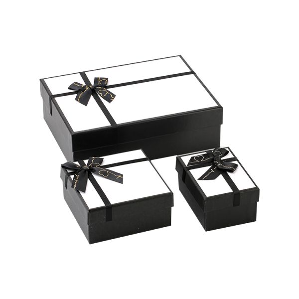 Custom Size Accepted Black Lid And Base Perfume Gift Packaging Paper Box With Ribbon