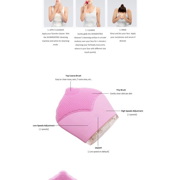 Dermabrasion Vibrating Rechargeable Facial Cleansing Brush DC 3.7 V Power