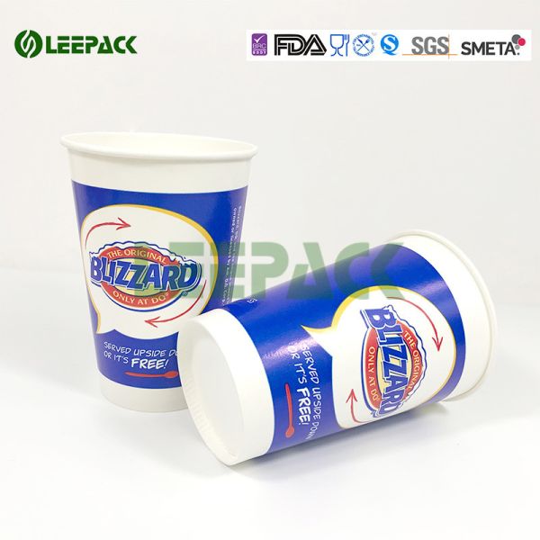 Insulated Blue Drink 12 Oz Paper Cups For Fast Food Restaurant , Party