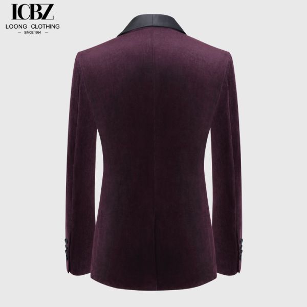 Business Men's Suit 2 Pieces Gold Velvet Shawl Lapel Single Breasted Slim Fit Wedding Suits