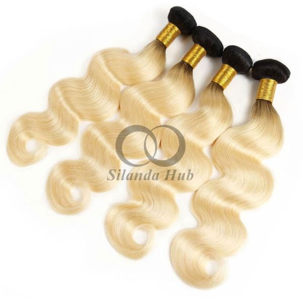 #T1B/613 Bleached Blonde Body Wave Remy Human Hair Bundles Sew In Weave Bundles Brazilian Bundle Deals