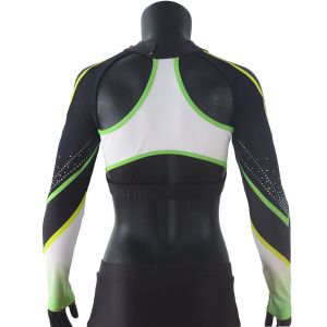 Rhinestones Sublimation Girls Cheerleading Uniform With Mesh Fabric