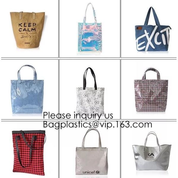 Manufacturer Custom Logo Transparent Clear PVC Plastic Portable Packaging Promotional Gifts Shopping Tote Bag, bagease