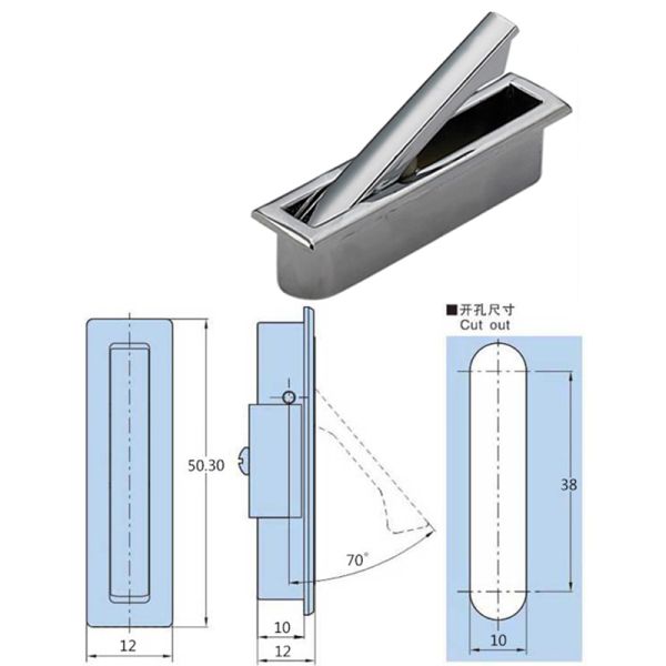 Zinc Alloy Push Out Concealed Drawer Handle Sand Chrome