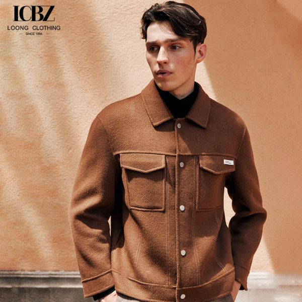 Woven Brown Business Casual Wool American Men's Jacket with 7 Days Sample Order Lead Time